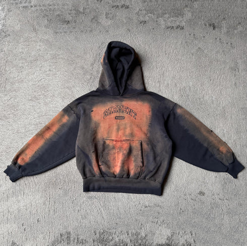 Artisanal Vintage Treatment Embroidered Black Hoodie